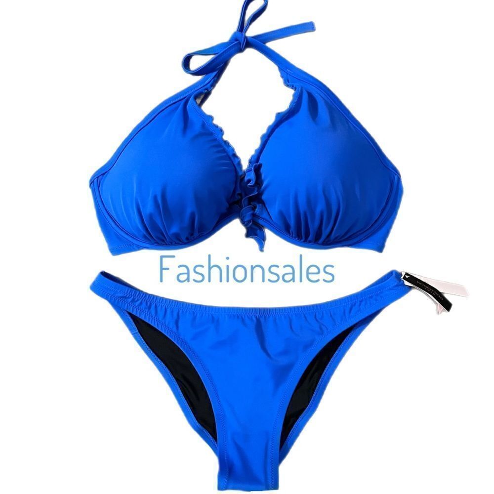 Victorias Secret Swim Capri Ruffle Bikini top Removable Push Up & Bottom Set